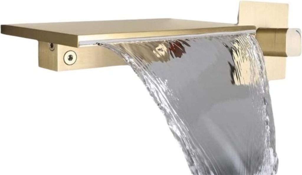 Verdeckter Wasserfall-Badewannenarmatur, großflächige Wasserfall-Waschbeckenarmatur – Gold