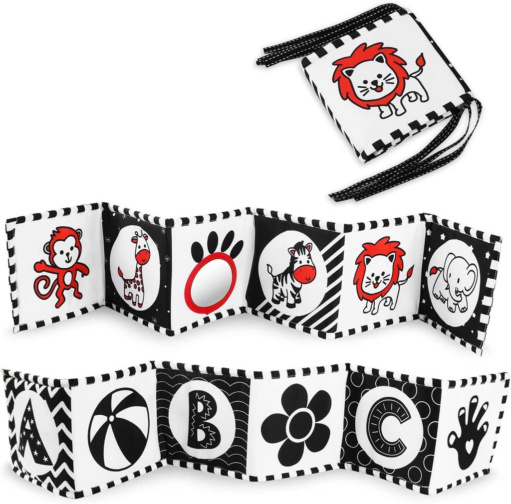 Stoff-Buch,Bilderbuch aus Stoff mit Spiegeln,Zahlenlernspielzeug für Kleinkinder,Wahrnehmungs-Lernspielzeug,Geschenke für Babys