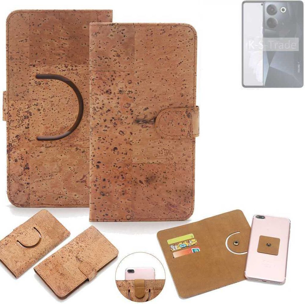 K-S-Trade Handy Hülle Schutz Hülle kompatibel mit Tecno Camon 20 Handyhülle Schutzhülle Korkhülle Kork-Hülle 1x