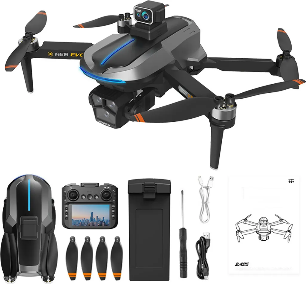 Drone pliable ZELURXX pour vue aérienne avec 3 batteries incluses