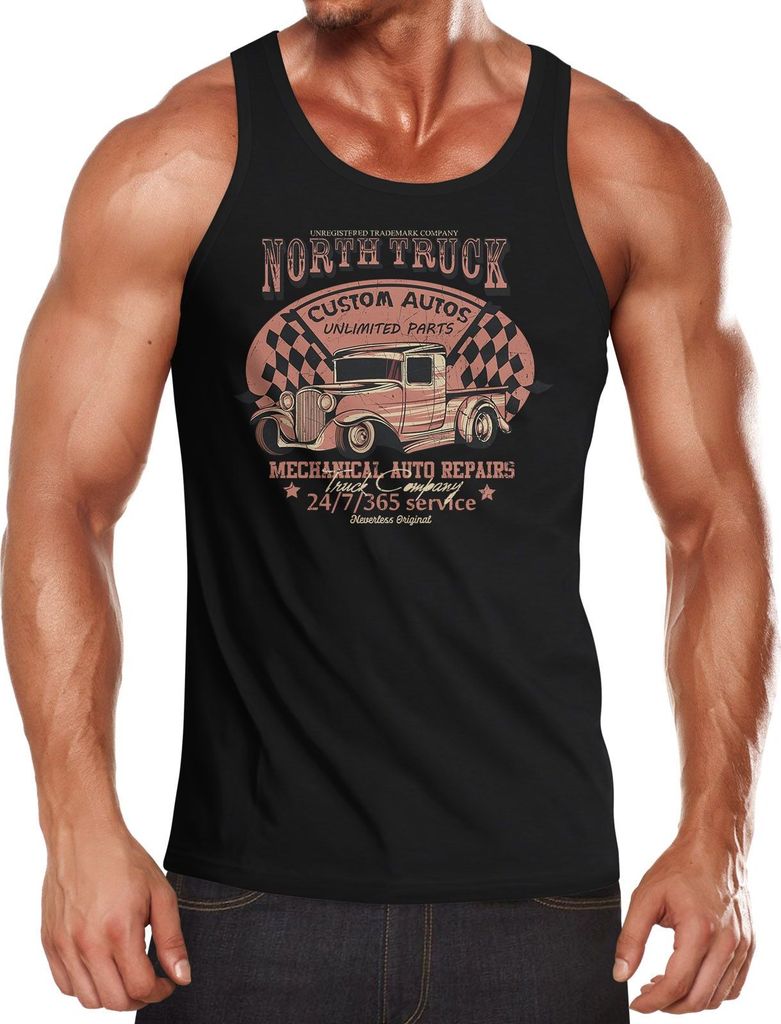 Herren Tank-Top Hot Rod Big Block Car Tuning V8 Vintage Truck Print Muskelshirt Muscle Shirt Neverless schwarz XXL