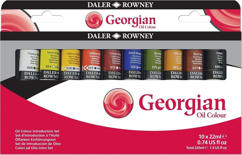 Daler-Rowney 111900050, Schwarz, Blau, Braun, Grün, Ultramarine, Weiß, Gelb, 22 ml, Yellow, Cadmium Yellow, Cadmium Red, Alizarin Crimson, French...