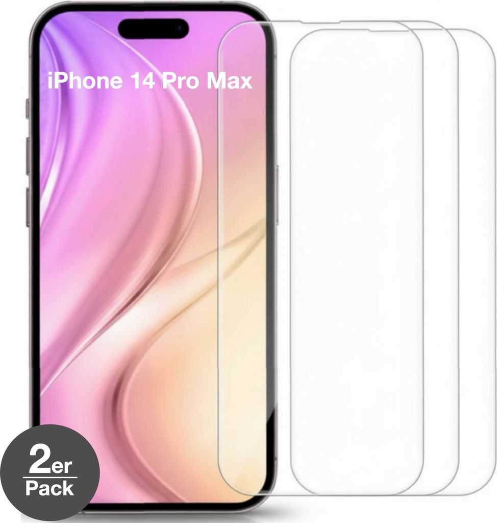 2x iPhone 14 Pro Max Panzerglas 9H Schutzglas Displayschutz Schutzfolie (6,7 Zoll ) Echtglas Panzerfolie
