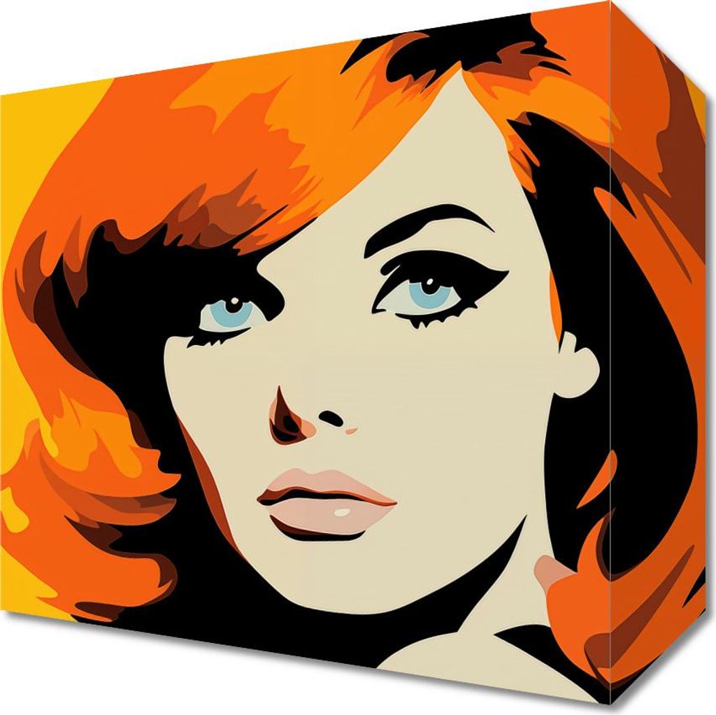 Bild 20x20cm Flammender Blick mit Flammendem Haar