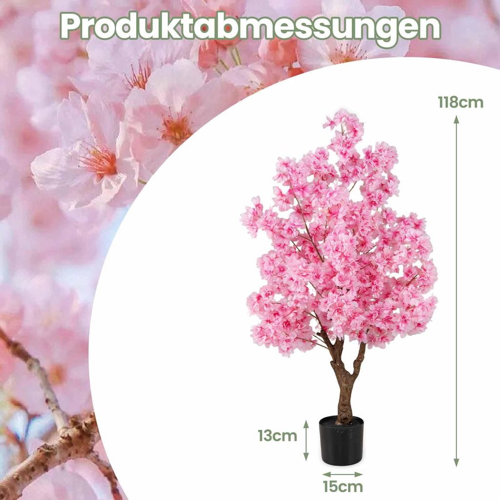 COSTWAY Knstliche Kunstpflanze Kirschbltenbaum 120 cm,