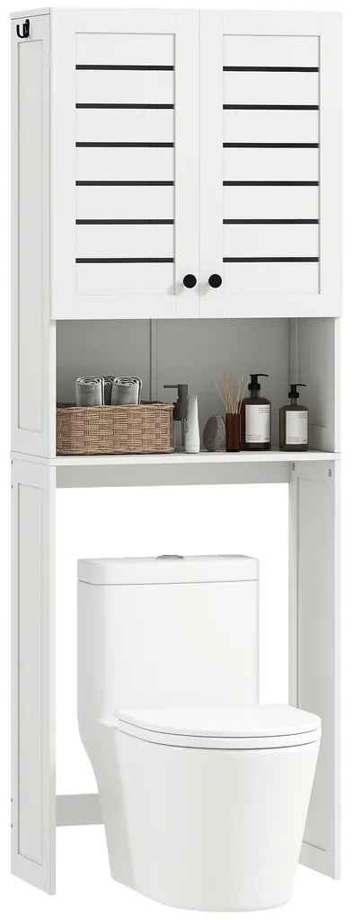 Meuble WC blanc gain de place de 190cm avec portes à persiennes