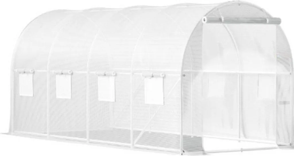 Serra a Tunnel 215cm Bianca con Finestre | Alta Efficienza Termica