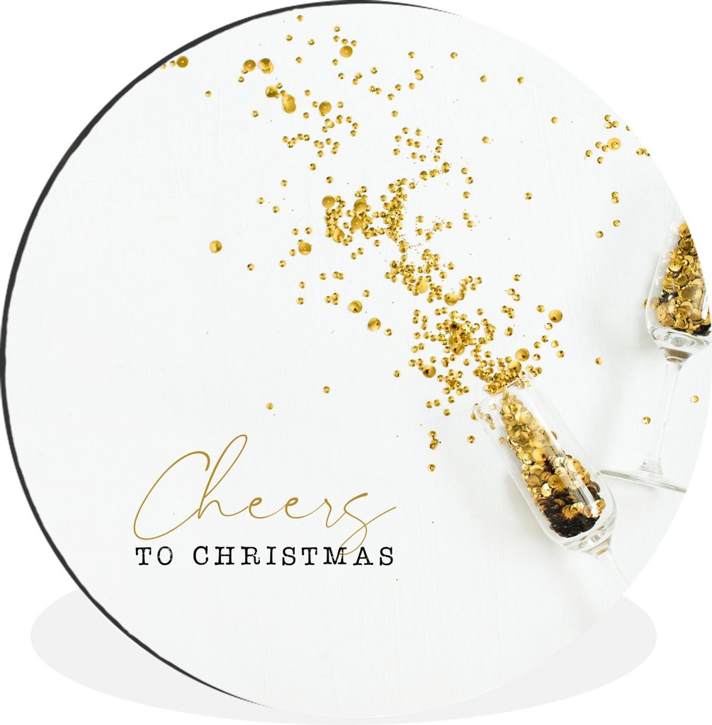 MuchoWow Aluminium Wandkreis Winter - Weihnachten - Gold Ø 60 cm Wanddeko Modern Wohnzimmer - Wand Kreis - Wandbild - Schlafzimmer - Aluminium B...