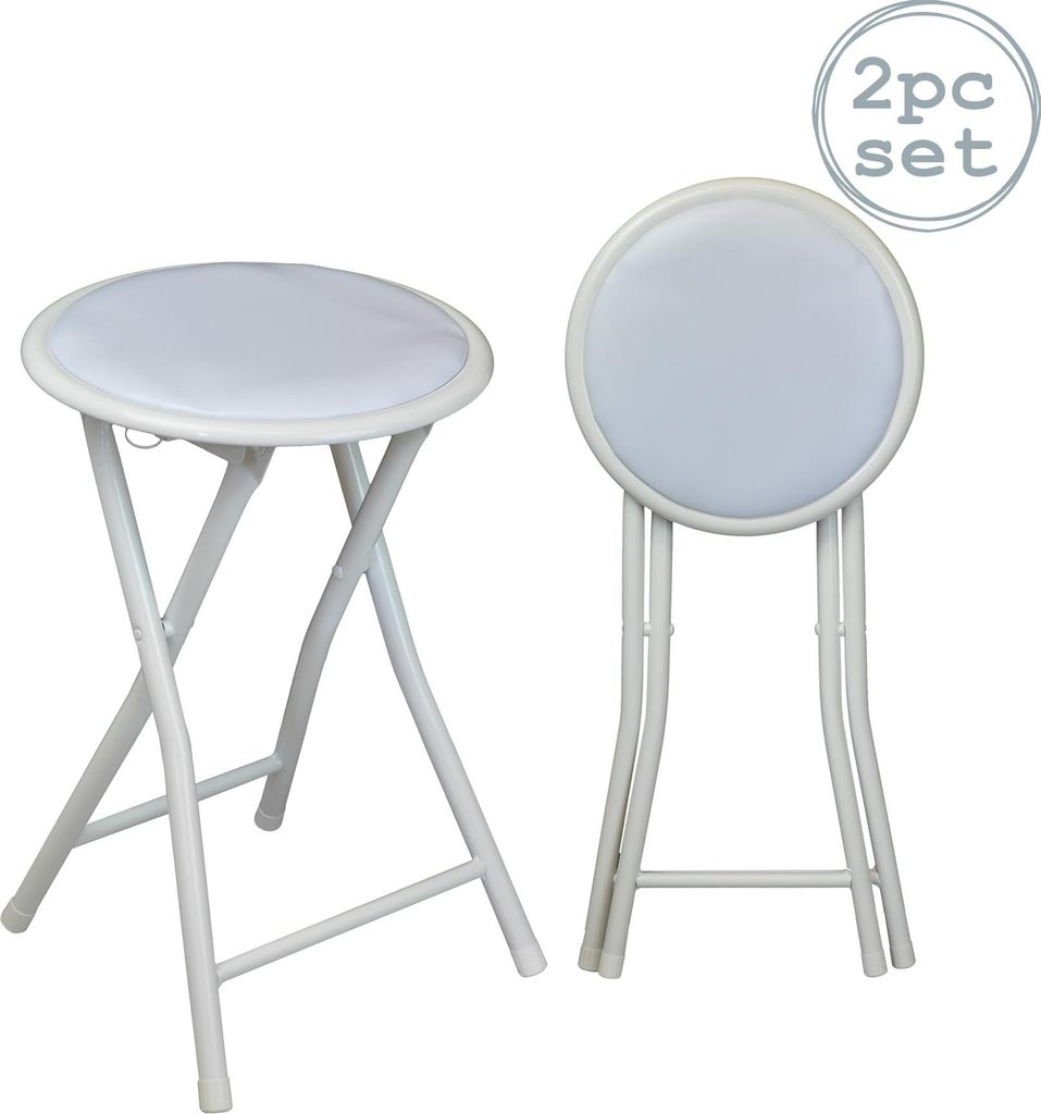 Runder, kompakter Klapphocker - weiß x2