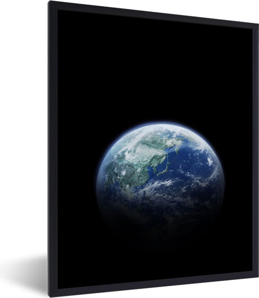 MuchoWow MuchoWow Gerahmtes Poster Erde - Weltraum - Schwarz 30x40 cm - Poster mit zchwarzem Bilderrahmen - Wanddeko - Kunstdrucke