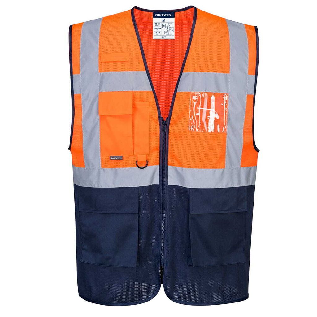 Portwest C377 2-FARBIGE MESH AIR EXEKUTIV WESTE Orange/Navy Gr. XXL
