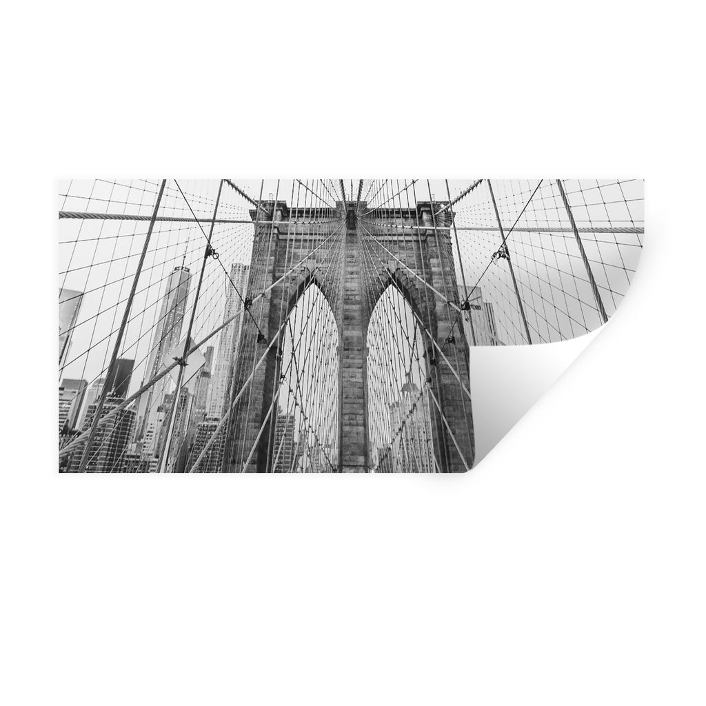 MuchoWow Wandtattoo Wandsticker Wandaufkleber Brooklyn Bridge - Brücke - Architektur - Gebäude 160x80 cm Selbstklebend und Repositionierbar - S...