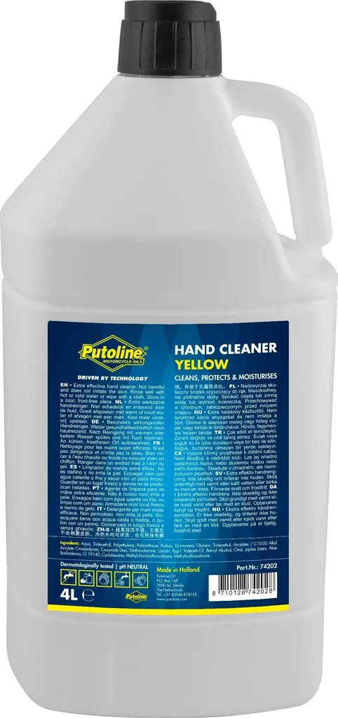 Savon microbille Putoline Yellow 4L, nettoyant mains pour garage moto