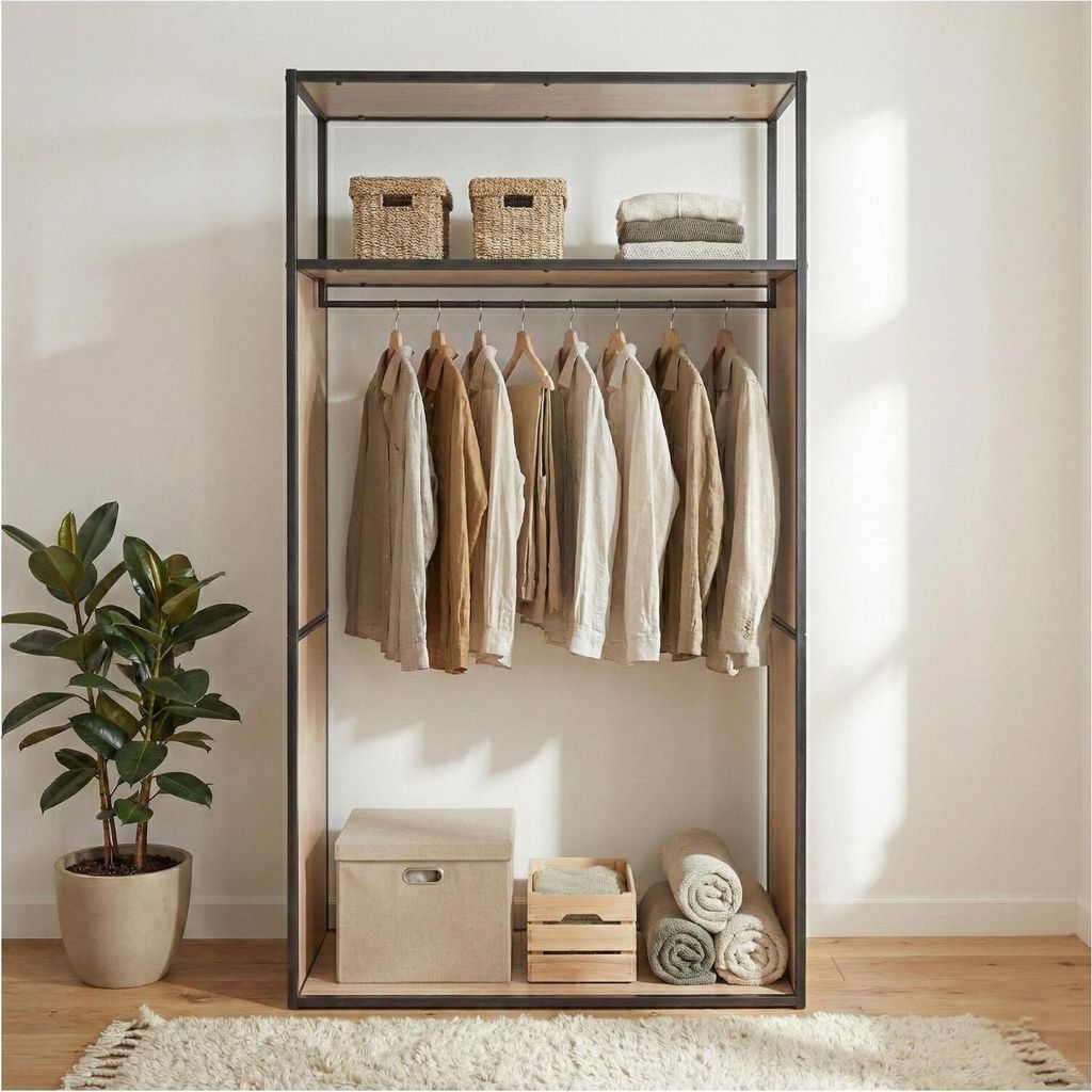 OSLO Wende-Kleiderständer aus Holz und Metall