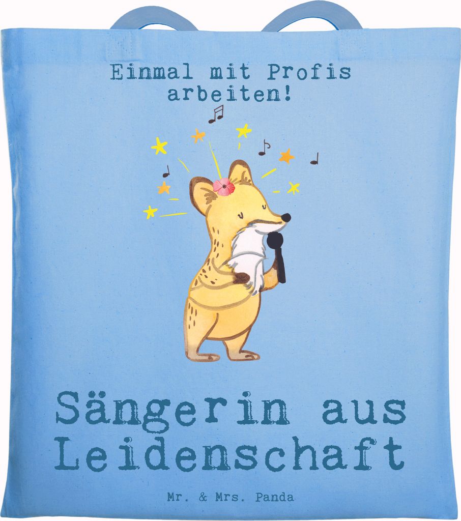 Mr. & Mrs. Panda Schultasche Sängerin Leidenschaft - Sky Blue - Geschenk, Tragetasche, canvas tasche, totebag, Tote Bag, Beutel, Laptoptasche
