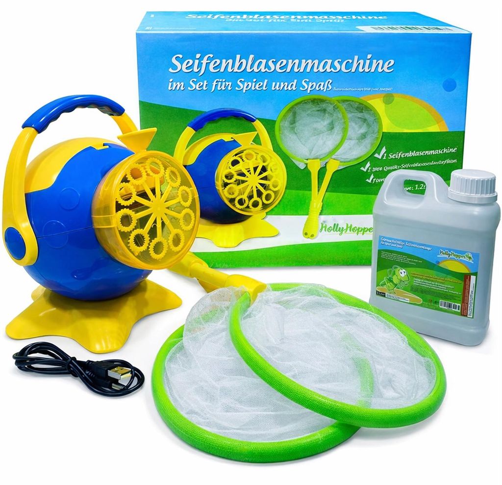 HOLLYHOPPER® Seifenblasenmaschinen Set mit 1L Produktbild 