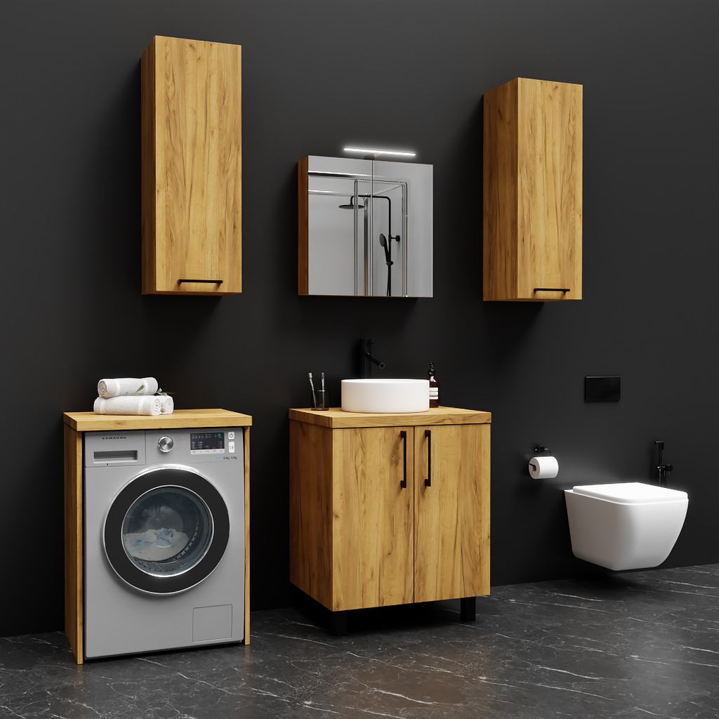 SKXMobel Waschmaschinenschrank in Gold Craft, Trockner Produktbild 6