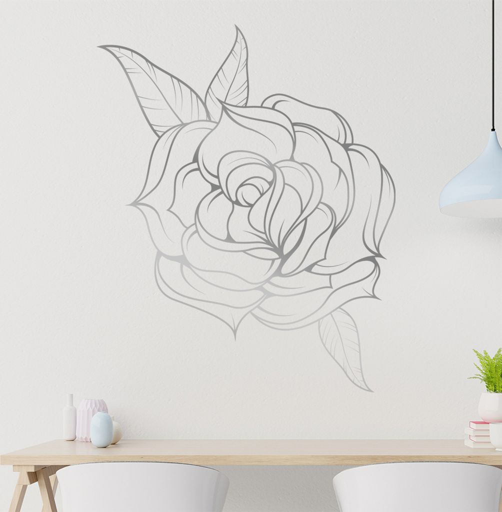 KIWISTAR Feine Rose Flower Liebe Wandtattoo in 6 Größen - Wandaufkleber Wall Sticker - Dekoration, Küche, Wohnzimmer, Schlafzimmer, Badezimmer