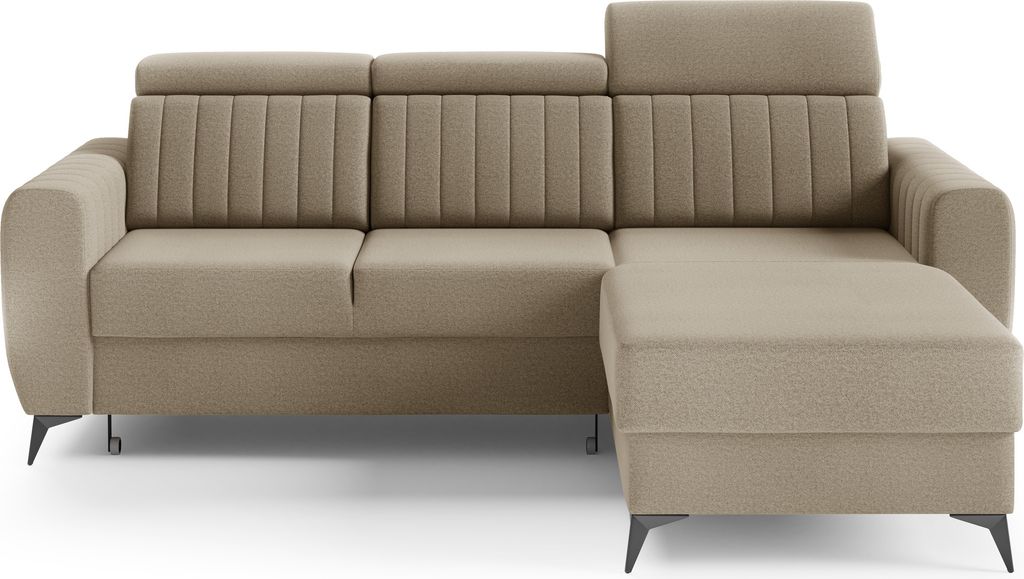 Ecksofa mit Schlaffunktion und Bettkasten, Couch für Wohnzimmer, Schlafsofa, Eckcouch L-Form Sofagarnitur Sofa Wohnlandschaft - Ottomane links al...