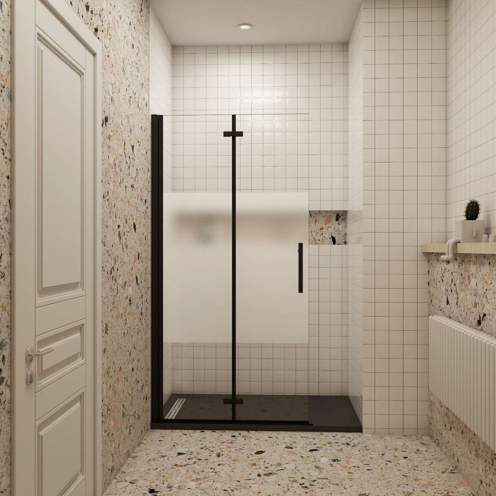 Walk-In Schwarz Teilsatiniert Falttür B.120cmxH.195cm Produktbild 
