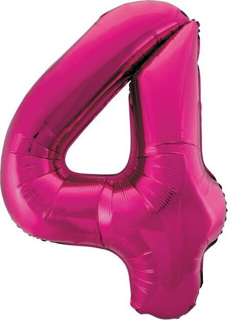 Folienballon Zahl 4 pink