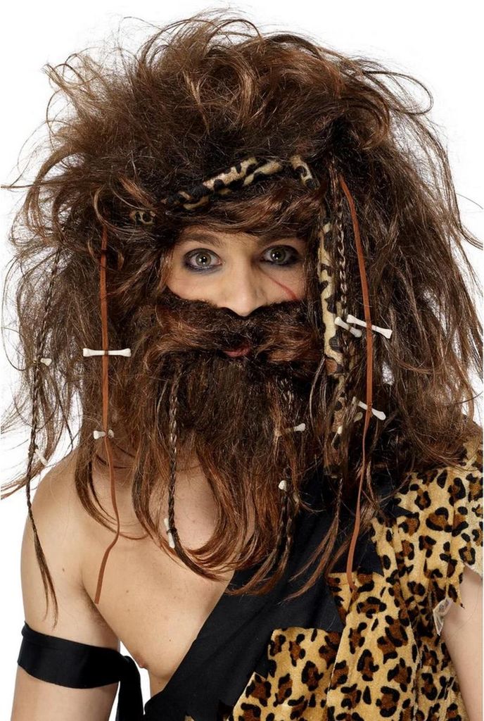 Smiffys - Set aus Bart und Perücke Höhlenmensch - Herren/Damen Uni SM3266 (Einheitsgröße) (Braun)