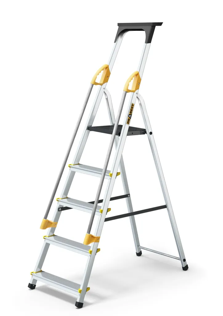 Escabeau Drabest 5 marches 150kg en aluminium avec deux mains courantes