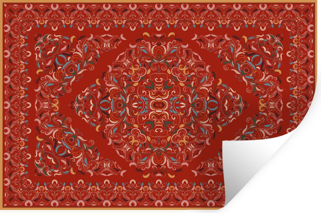 MuchoWow Wandtattoo Wandsticker Wandaufkleber Persische Teppiche - Teppiche - Muster - Rot 90x60 cm Selbstklebend und Repositionierbar - Aufkleber