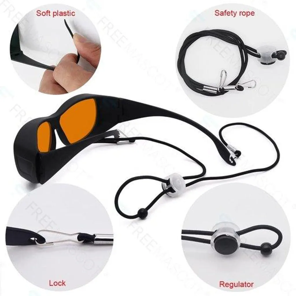 Lunettes de sécurité pour laser 405nm 450nm OD6+ avec monture noire