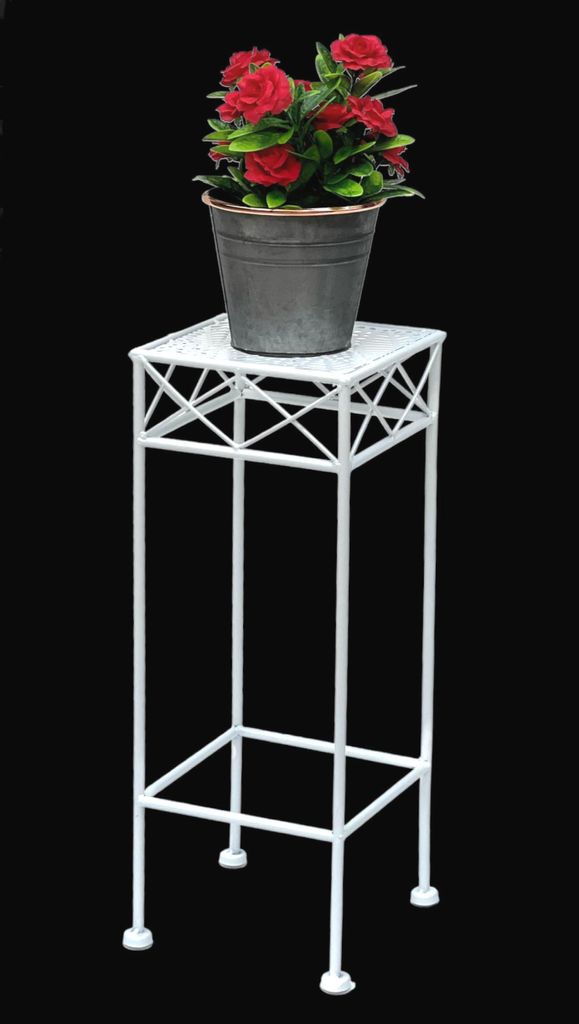 DanDiBo Set di 3 sgabelli da fiori in metallo nero, rettangolare, 50-70 cm, 96132