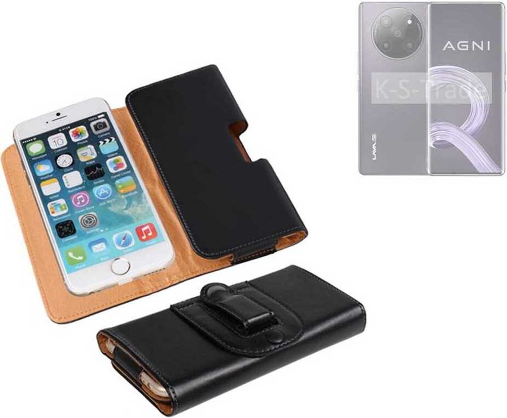 K-S-Trade Schützhülle Handyhülle kompatibel mit Lava Agni 2 Holster Gürtel Tasche Schutzhülle Handy-Tasche Smartphone Case Seitentasche schwarz