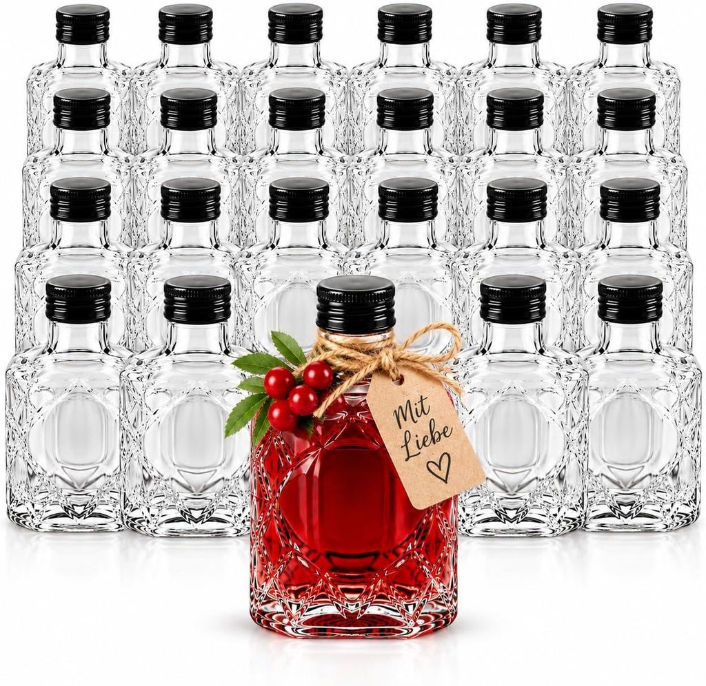 24 x Glasflaschen 100 ml mit Schraubverschluss – kleine