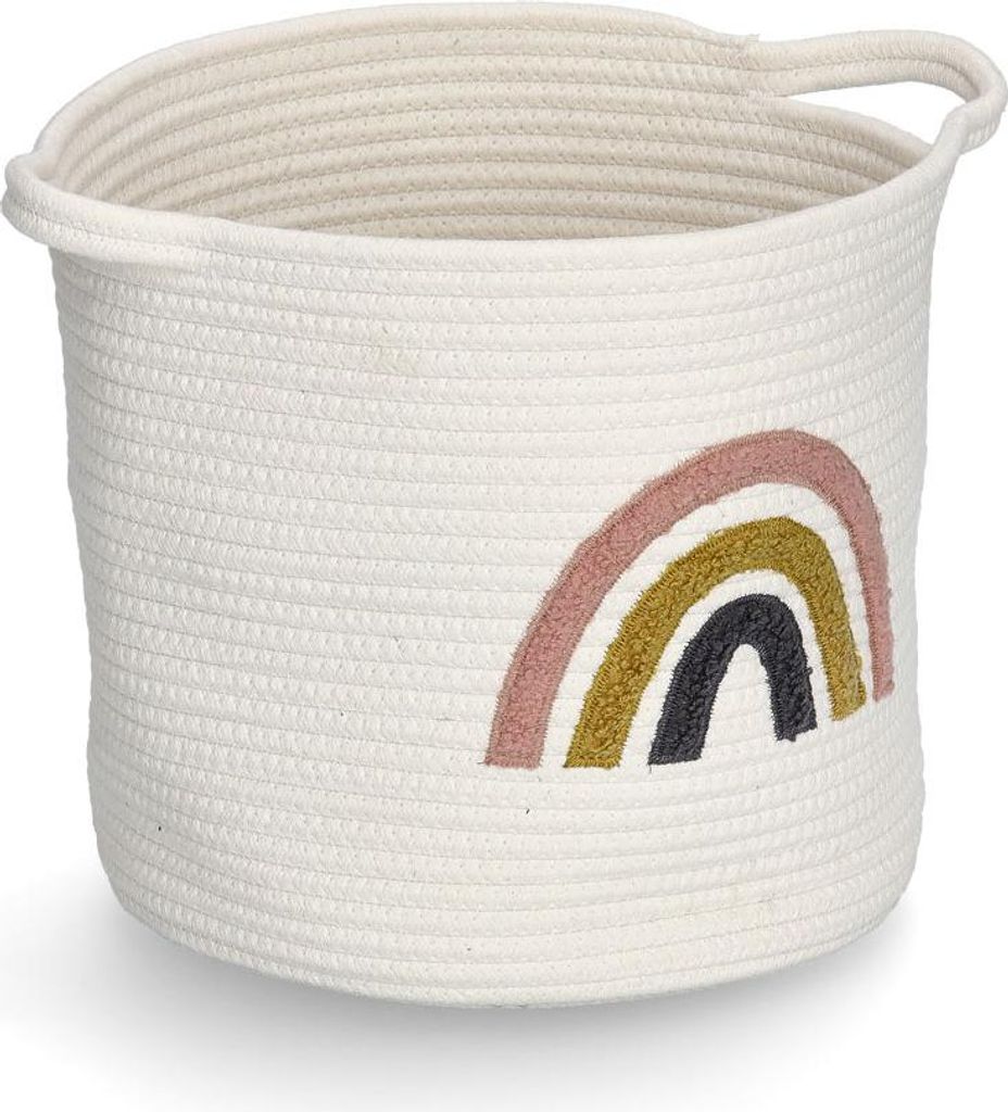 ZELLER Aufbewahrungsbox aus Baumwolle Regenbogen 32x28cm Produktbild 