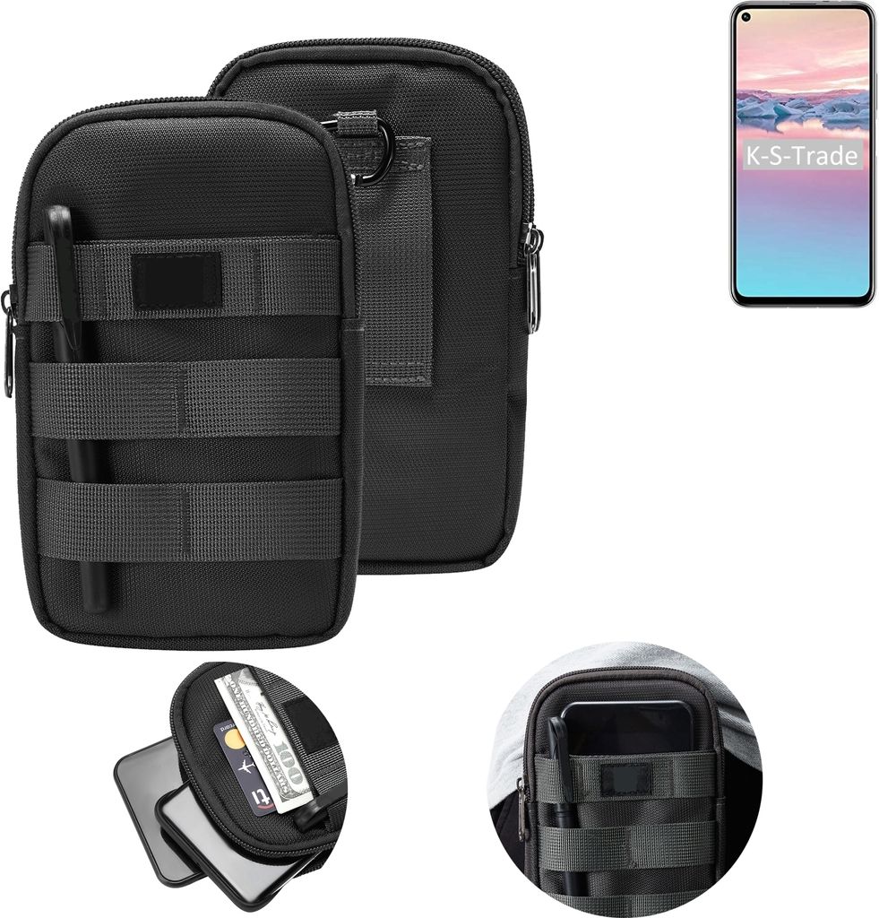 K-S-Trade Holster Gürtel Tasche kompatibel mit Huawei Honor 20 Pro Handy Tasche Schutz Hülle dunkel-grau viele Fächer, 1x