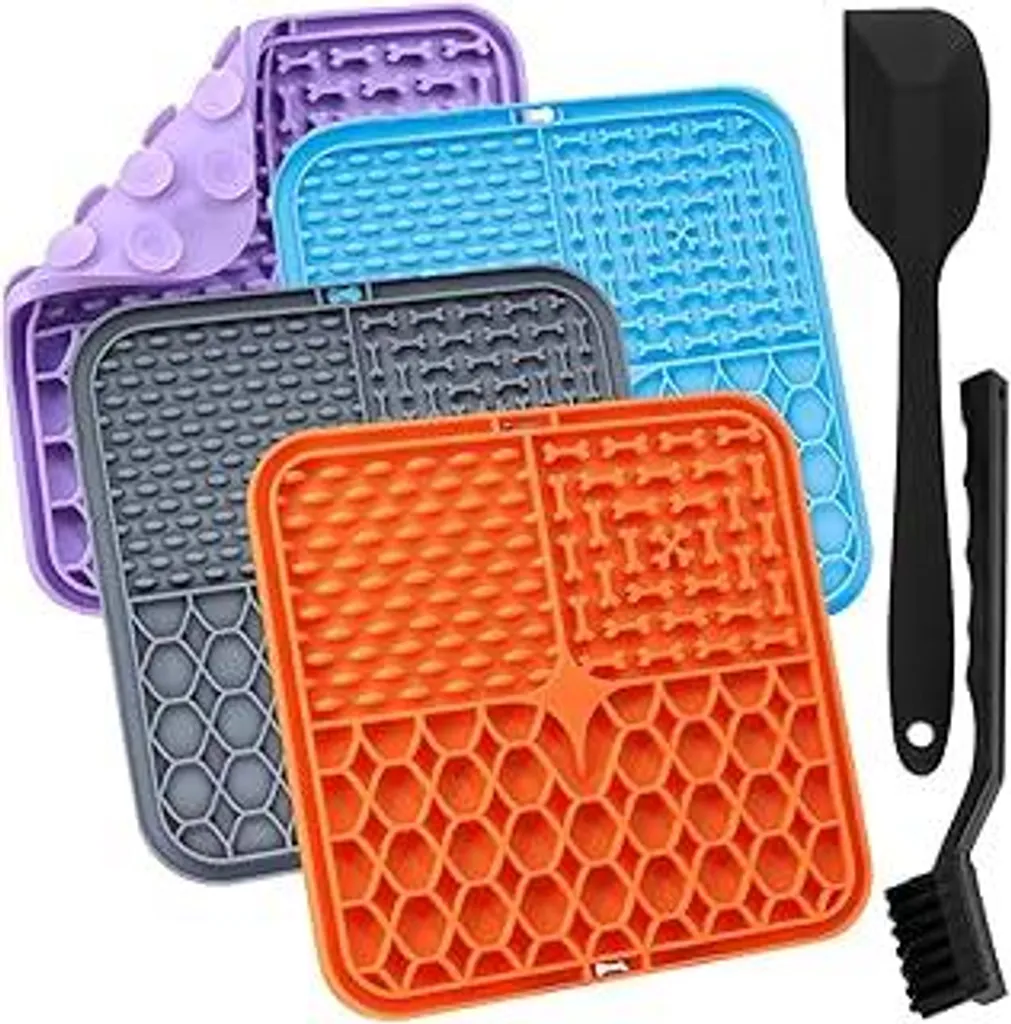 Set 4 Lick Mat per Cani e Gatti - Riduzione Ansia e Slow Feeding