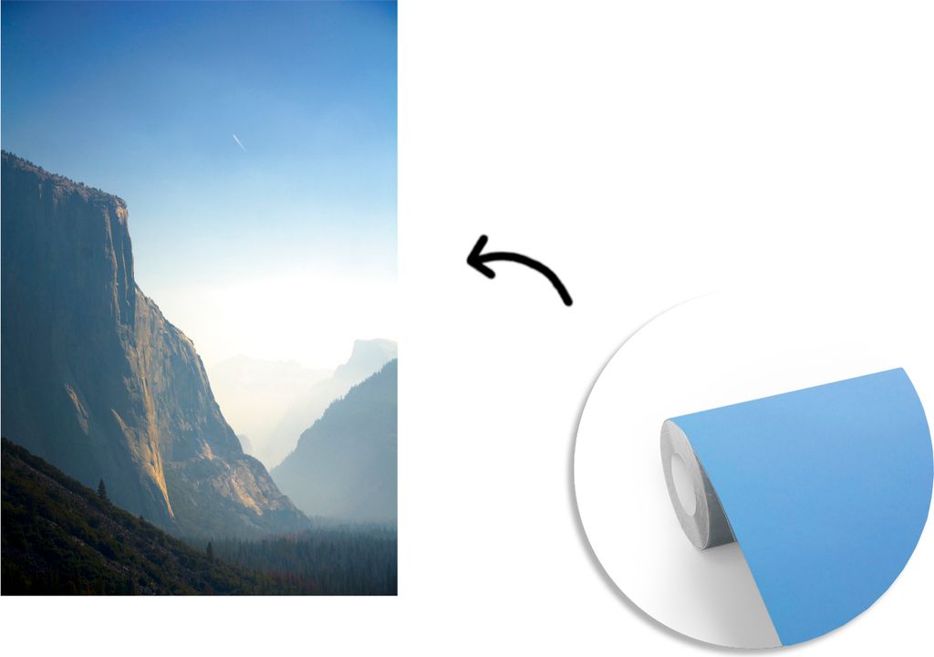 MuchoWow Fototapete für Wohnzimmer oder Schlafzimmer Wandtapete Vinyl Motivtapete Ein Berg im Yosemite-Nationalpark - 175x260 cm - Vinyltapete