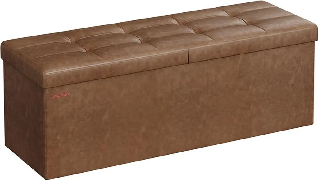 Banc pliant 120 litres 38 x 110 x 38 cm brun café en simili cuir chic