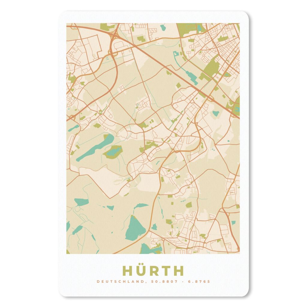 MuchoWow Mauspad Mousepad Stadtplan - Hürth - Vintage - Stadtplan 18x27 cm - Mousepads - Maus Mat - Pad - Mausunterlage