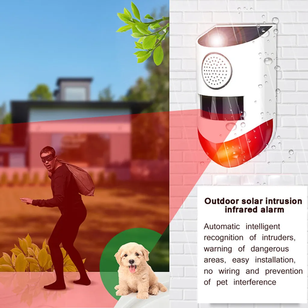 Alarme PIR Solaire Étanche 120dB avec Télécommande sans fil 433 MHz - 7
