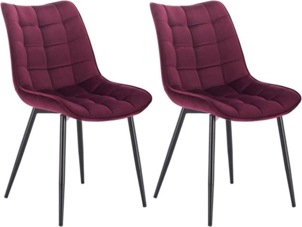 Esszimmerstühle – Samt Bordeaux – Schalenstuhl – 2er set