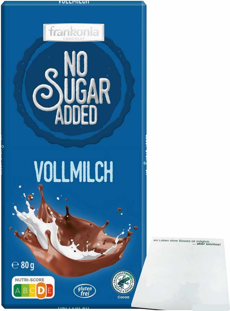 Frankonia Chocolat No Sugar Added Vollmilch Schokolade Produktbild 