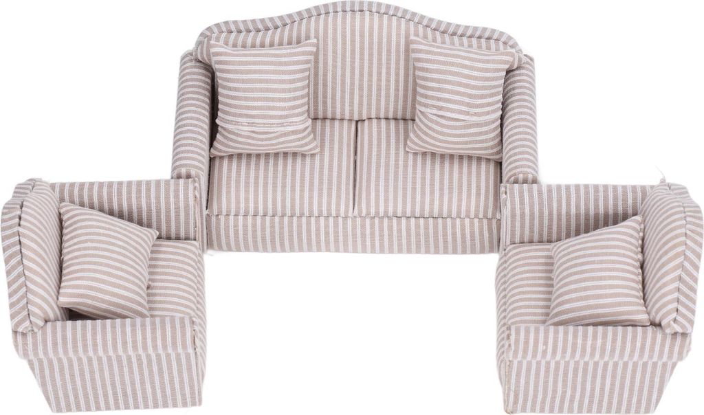 Miniatur-Sofa-Set, Simulation, weiches Puppenhaus-Couch-Zubehör mit Kissen für Kinder ab 3 Jahren