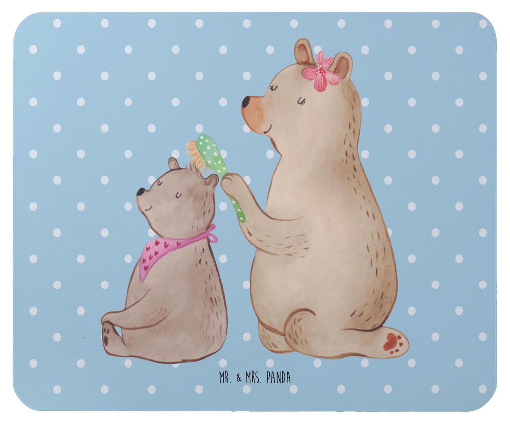 Mr. & Mrs. Panda Mousepad Bär Kind - Blau Pastell - Geschenk, pc, Mama, laptop, Muttertag, Mouse Pad, Mauspad, Mutter, Mutti, mousematte