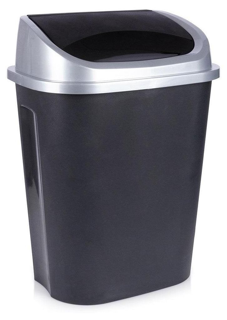 50L odpadkový koš s otočným víkem z odolného černého Obrázek produktu 