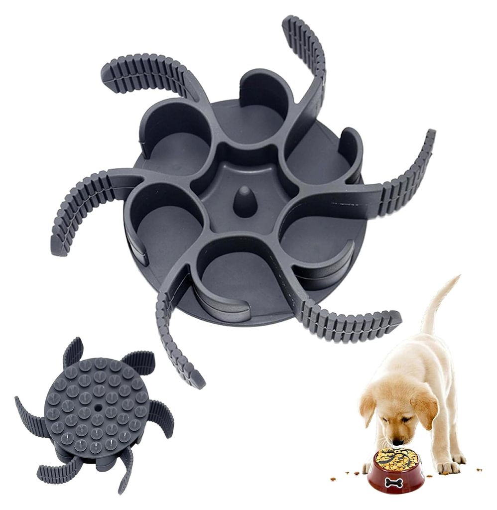 Langsame Fressnapf, Silikon Spirale Hundefutter Schalen, Antischlingnapf für Hunde, Hundenapf Slow Feeder, Mit Haustieren Fressen, Schneidbar (Grau)