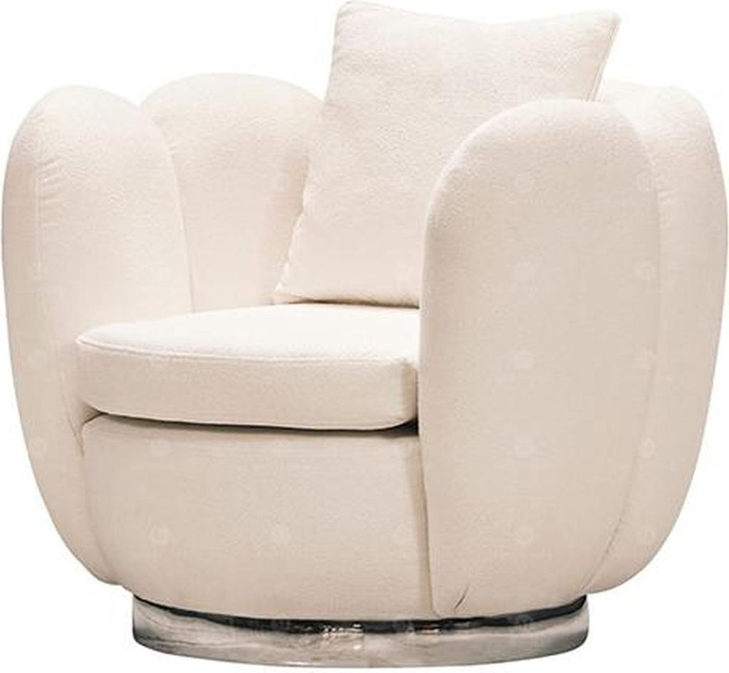 Moderne Sessel Einsitzer Sitzer Weiß Stoff Wohnzimmer Relaxsessel