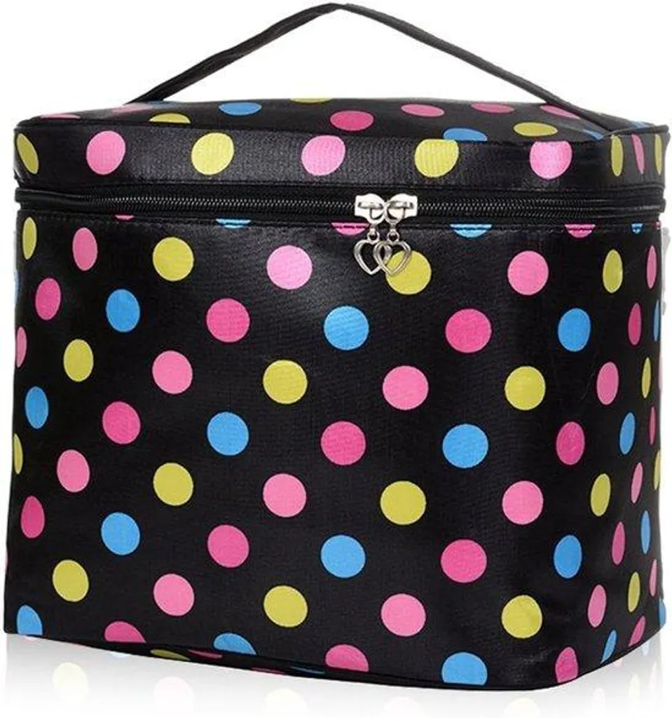 Trousse de maquillage de luxe avec finitions premium et motif à pois