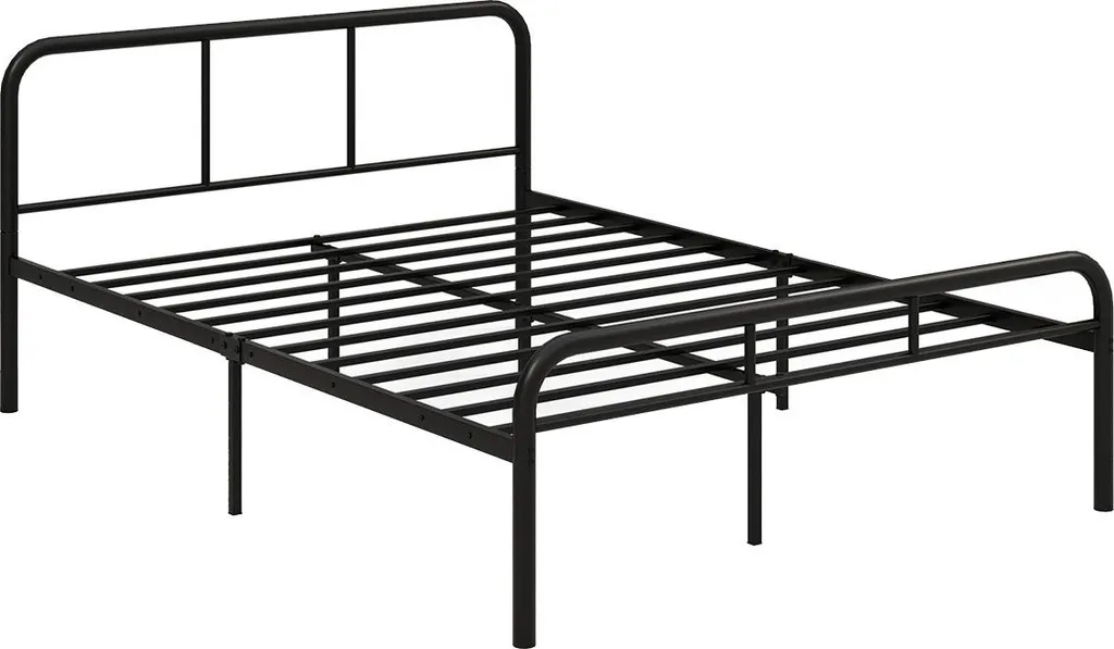 COSTWAY Cadre de Lit Métallique 140x190 cm Noir avec Sommier à Lattes