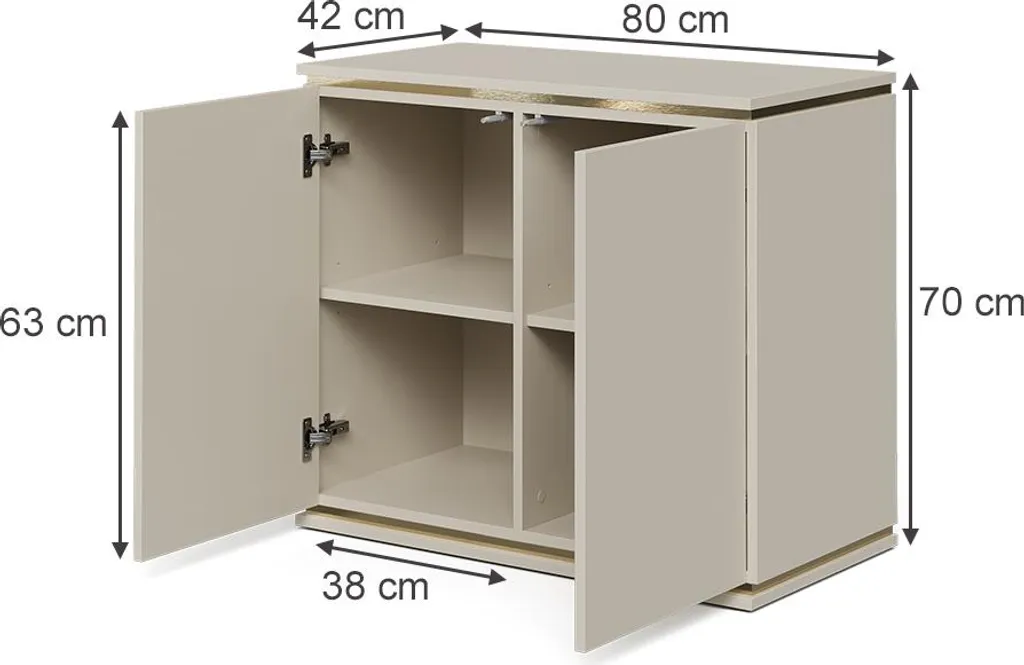Commode Vicco Linette Cachemire 80x70cm avec 4 compartiments - Modèle 57964 - 3