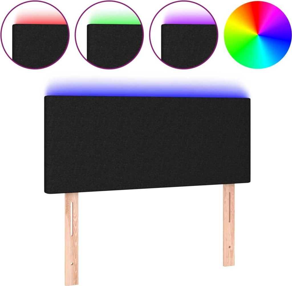 vidaXL LED Kopfteil Schwarz 90x5x78/88 cm Stoff